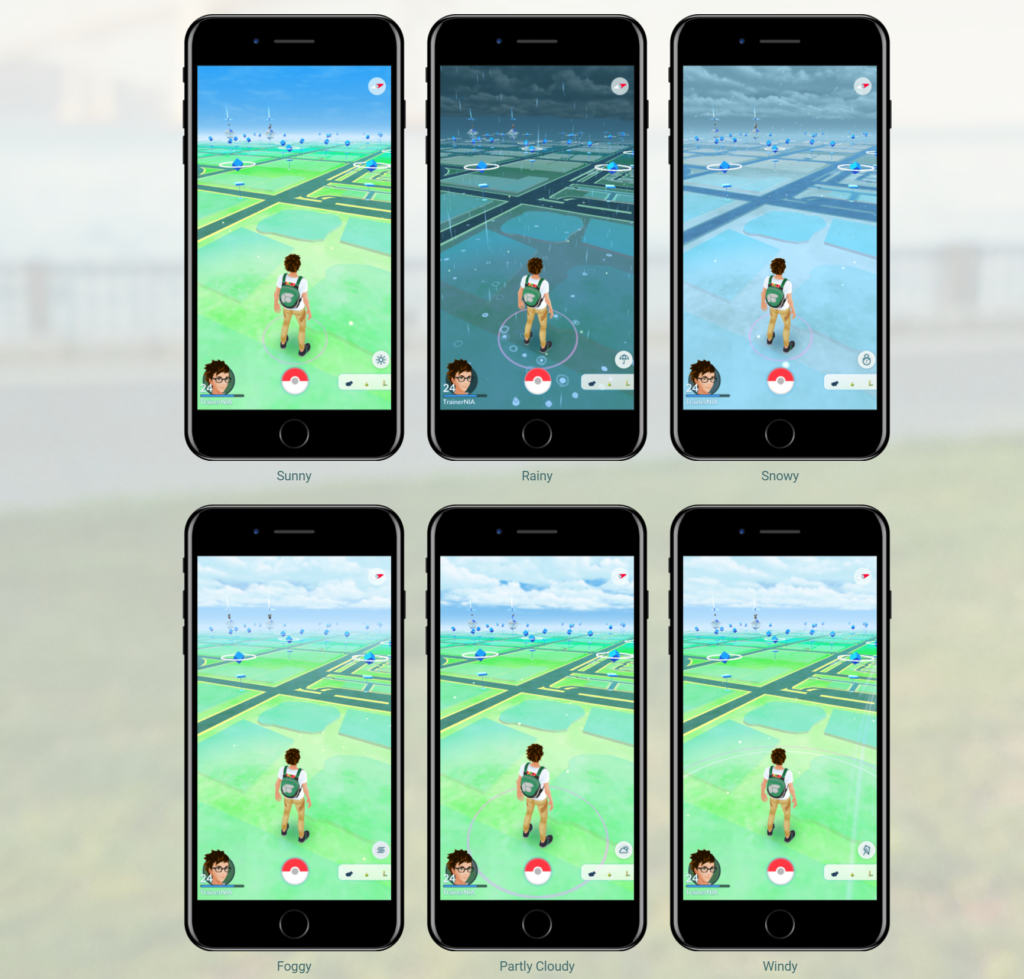 Dynamic Weather interfaces for Pokémon GO.